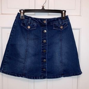 Hot Kiss Button Front Denim Mini Skirt
